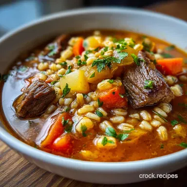 Slow Cooker Beef Barley Soup with Hearty Vegetables