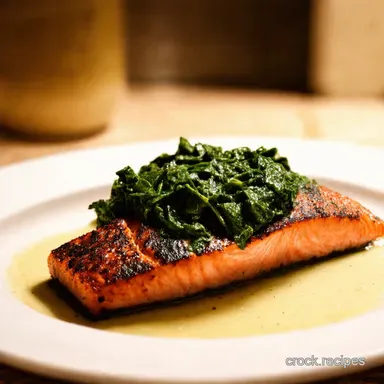 Blackened Salmon with a Creamy Spinach Surprise Recipe Card