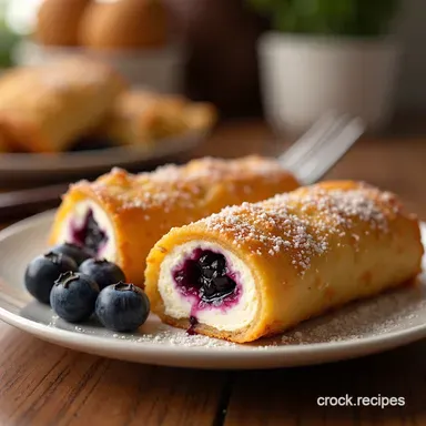 Blueberry Cream Cheese Egg Rolls Crispy Dessert Dream Recipe Card