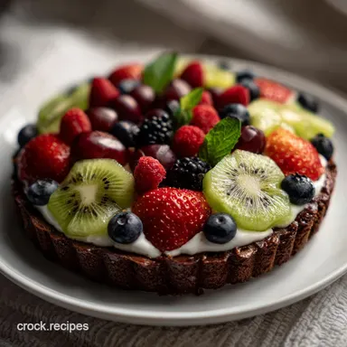 Brownie fruit tart recipe Easy fruit pizza with br: Fudgy Crust Recipe Card