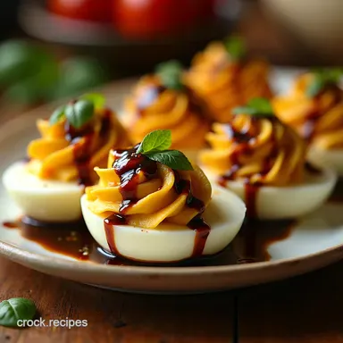 The Best Caprese Deviled Eggs with Balsamic Glaze Recipe Card
