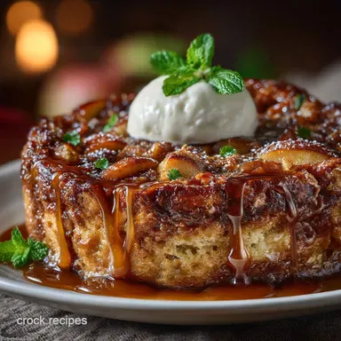 Creamy Sticky Toffee Caramel Apple Bread Pudding Recipe