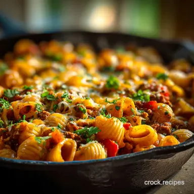 OnePot Cheesy Taco Pasta Skillet in 30 Mins Recipe Card