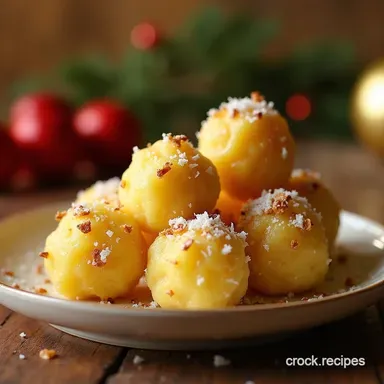 Easy Chewy Pineapple Christmas Balls Recipe NoBake Option Recipe Card