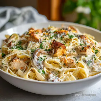 Chicken Fettuccine Alfredo in 30 Minutes Recipe Card