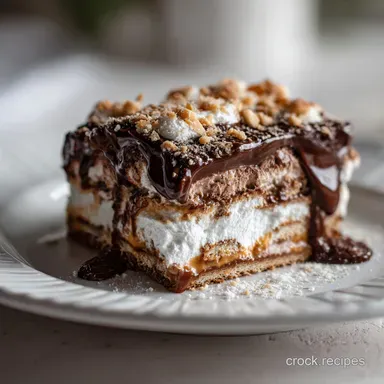 Chocolate Peanut Butter Lasagna No-Bake Creamy Dessert Recipe Card