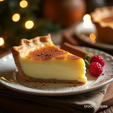 The Best Christmas Eve Cinnamon Vanilla Creamy Custard Pie Recipe Card