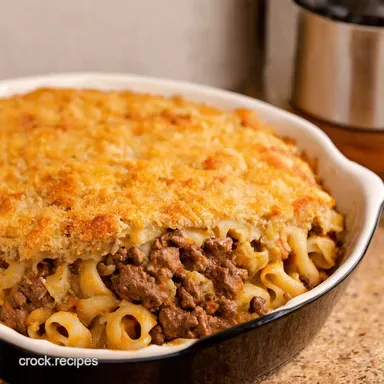Grandmas Ground Beef Noodle Casserole Comfort Food Recipe Card