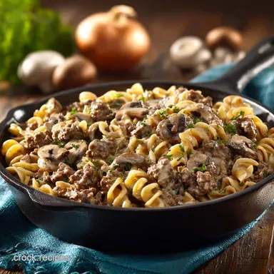 Hamburger Stroganoff: Easy Skillet Recipe Ready in 35 Minutes Recipe Card