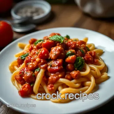 Comforting Mezzi Rigatoni in Roasted Tomato & Basil Sauce Recipe Card