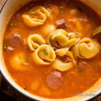 Cozy Sausage and Tortellini Soup Weeknight Winner Recipe Card