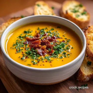 Creamy Roasted Butternut Squash & Potato Soup with Bacon and Garlic: Oven-Only
