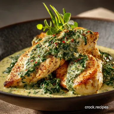 Creamy Chicken Breast in Spinach Parmesan Sauce Ready in 35 Mins Recipe Card