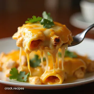 Creamy White Chicken Enchilada Casserole Easy Comfort Food Recipe Card