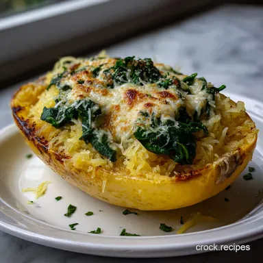 Creamy Garlic Parmesan Spaghetti Squash with Spinach Delight Recipe Card