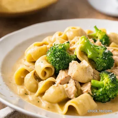 Creamy Garlic Parmesan Tortellini with Chicken Broccoli Recipe Card