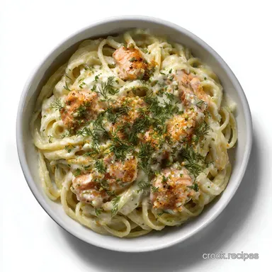 35Minute Creamy LemonDill Alfredo Salmon Pasta Recipe Recipe Card