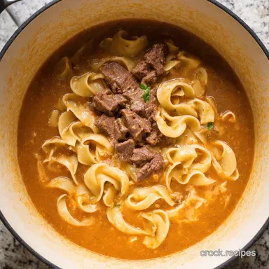 Creamy One Pot Beef Stroganoff Soup Easy Comfort Food Recipe Card