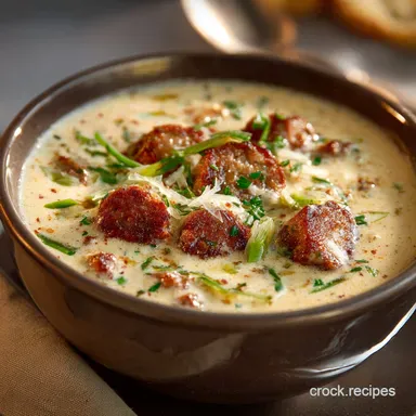 Rich Creamy Sausage Parmesan Cream Cheese Soup Easy Weeknight Hug Recipe Card