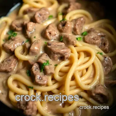 Easy & Creamy Slow Cooker Stroganoff: A Family Favorite Recipe Recipe Card