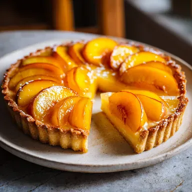 Peach Tart with Vanilla Glaze: Flaky and Velvety