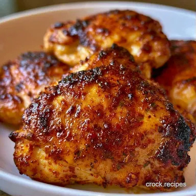 Crispy Slow Cooker Chicken Thighs for 4 Recipe Card