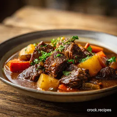 Crock Pot Recipe with Beef Stew in 8 Hours Recipe Card