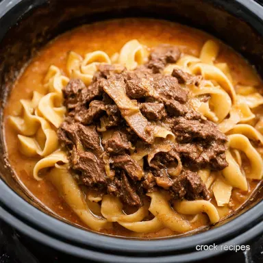 Easy Crock Pot Beef Stroganoff Recipe Proper Comfort Food Recipe Card