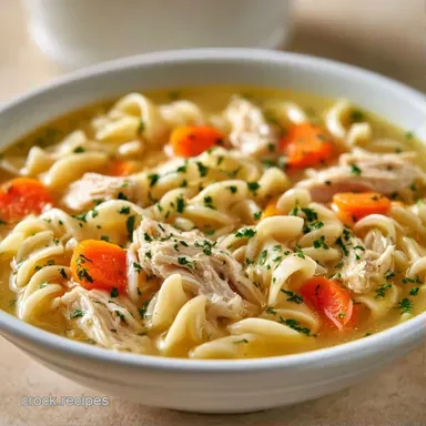 Crock Pot Chicken Noodle Soup with Thighs Recipe Card
