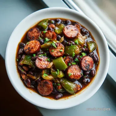 Crock Pot Cowboy BBQ Beans with Sausage Recipe Card