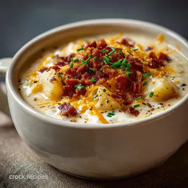 Creamy and Cheesy Crock Pot Crack Potato Soup: Velvety Perfection Recipe Card