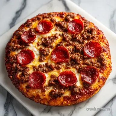 Crock Pot Crustless Pizza for 6 Servings Recipe Card
