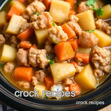 Crock Pot Ground Turkey Comforting Stew Recipe Card