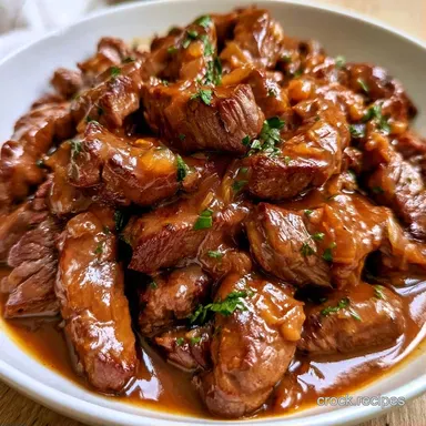 Crock Pot Sirloin Steak and Gravy for 6 Recipe Card