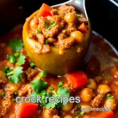 Crock Pot Stuffed Pepper Soup Delight Recipe Card