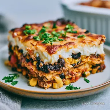 Crock Pot Taco Lasagna for 8 Servings Recipe Card