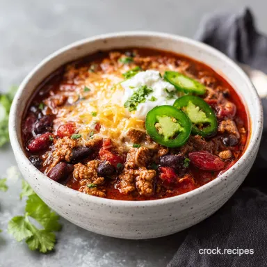 Crockpot Chili Recipe for 8 Servings Recipe Card