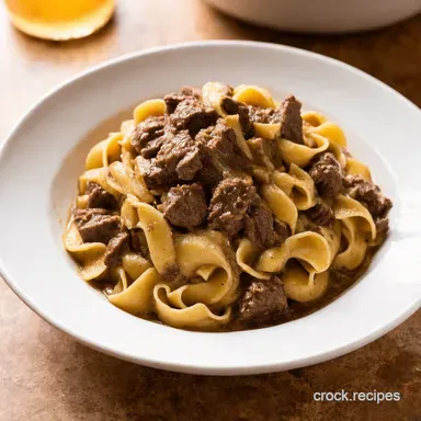 Easy Crock Pot Dinners Classic Beef Stroganoff Recipe Recipe Card