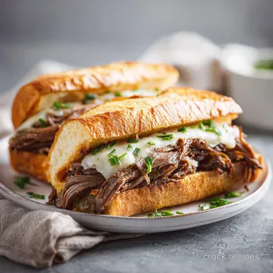 Crockpot French Dip Sandwiches for 8 Servings Recipe Card