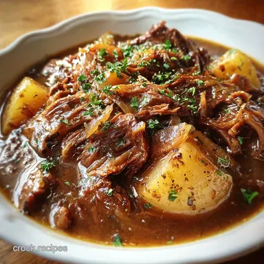Crockpot French Onion Pot Roast: Tender Beef Slow Cooker Recipe Recipe Card