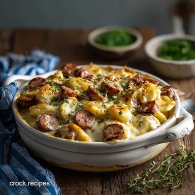 Crockpot Pierogi Casserole with Kielbasa for 8 Recipe Card