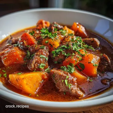 Crockpot Sweet Potato Beef Stew: Slow Cooker Favorites Recipe Card