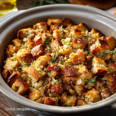 Crockpot Turkey Stuffing Casserole Easy Slow Cooker Sunday Roast Hack Recipe Card