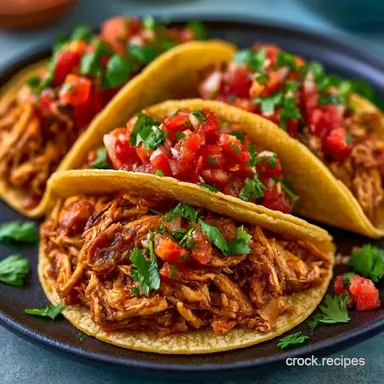 Crockpot Shredded Chicken Tacos for 4 Recipe Card