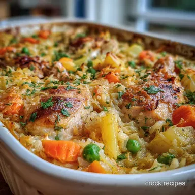 Easy Casserole Recipe Family Dinner One-Pot Chicken and Rice Recipe Card