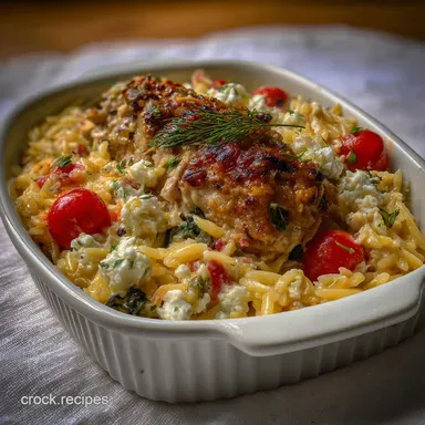 Greek Chicken Orzo Casserole Easy Mediterranean: One-Pan Flavor Feast Recipe Card