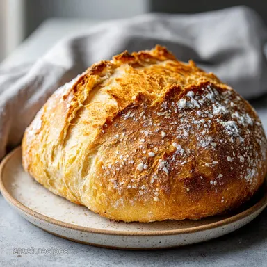 Easy No Knead Bread: Crusty Dutch Oven Bread Recipe Recipe Card