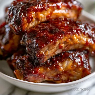 Easy Slow Cooker BBQ Ribs for 6 Servings Recipe Card