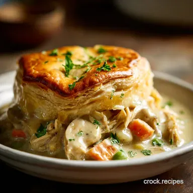 Easy Slow Cooker Chicken Pot Pie for 6 Recipe Card