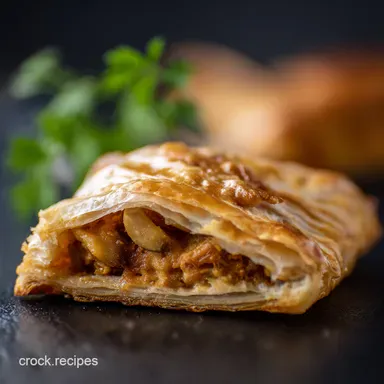 Easy Chicken Mushroom Pastry Quick Flaky Delicious Recipe Card